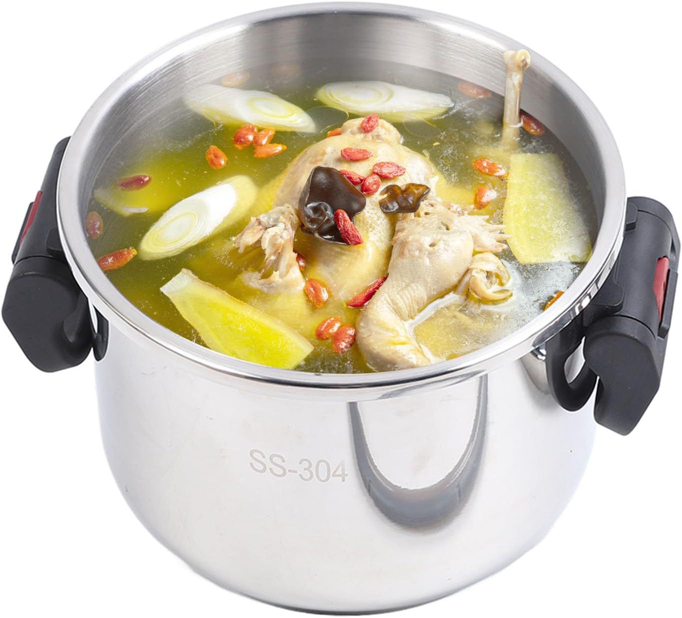 Olla de Presión de Cocción Rápida de Alta y Baja Presión en Acero Inoxidable 304 con Asa Plegable 6 Litros